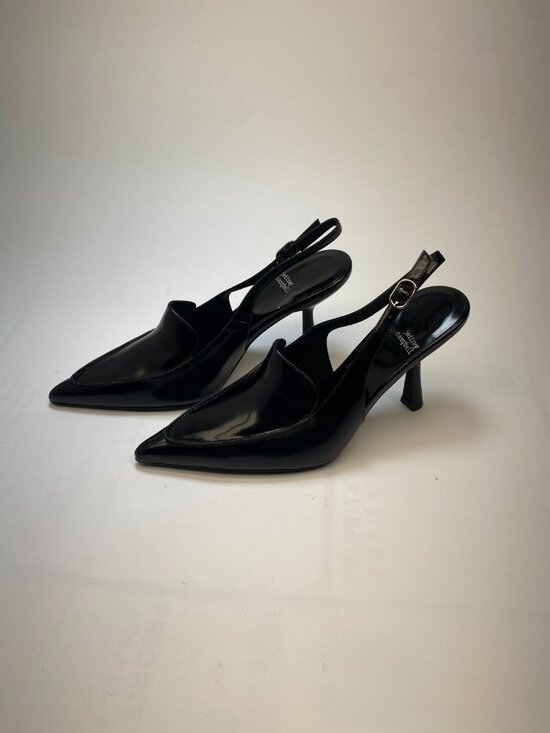Jeffrey Campbell Shoes - Jeffrey Campbell Womens Acclaimed Black Patent Leather Loafer Pumps Heels Sz 8.5
